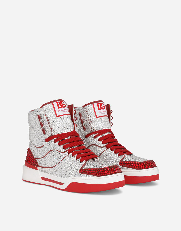 Dolce&Gabbana High-Top-Sneaker New Roma aus Kalbsleder mit Thermostrass Mehrfarbig CS2037AO241