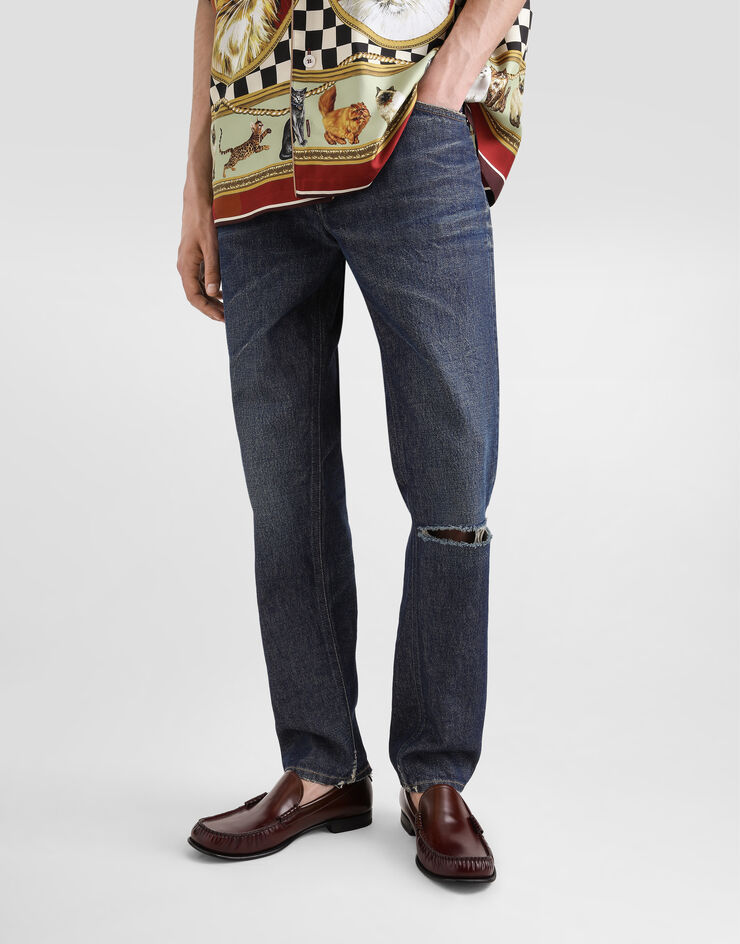 Dolce & Gabbana 태그 장식 루즈핏 코튼 진 멀티 컬러 GYJDADG8MG6