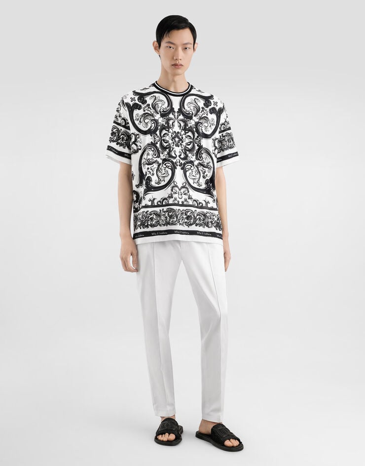 Dolce & Gabbana T-shirt à manches courtes et imprimé majoliques Multicolore G8PN9TII7HM