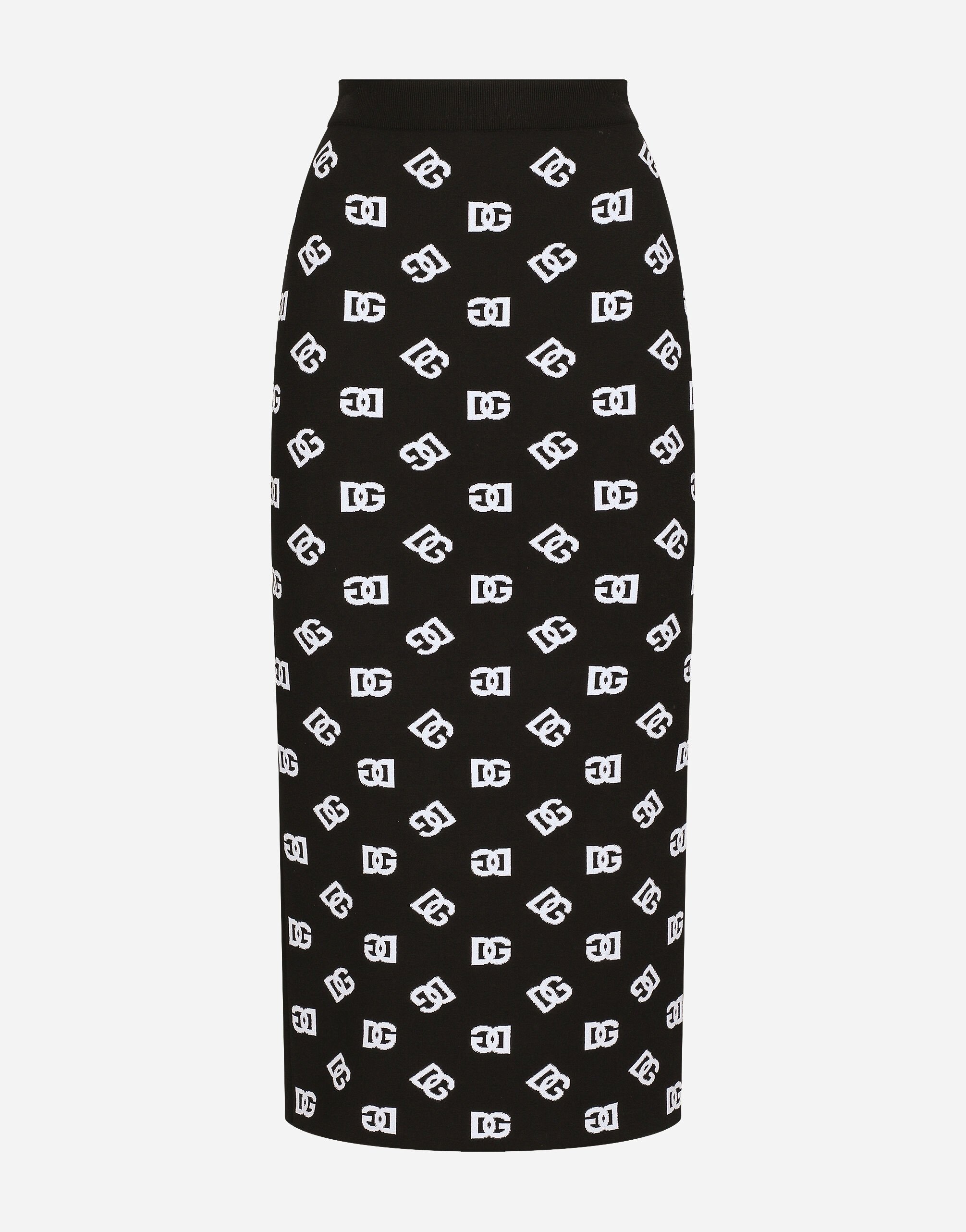 Dolce & Gabbana Viscose pencil skirt with jacquard DG logo Print F4CFETHS5Q1