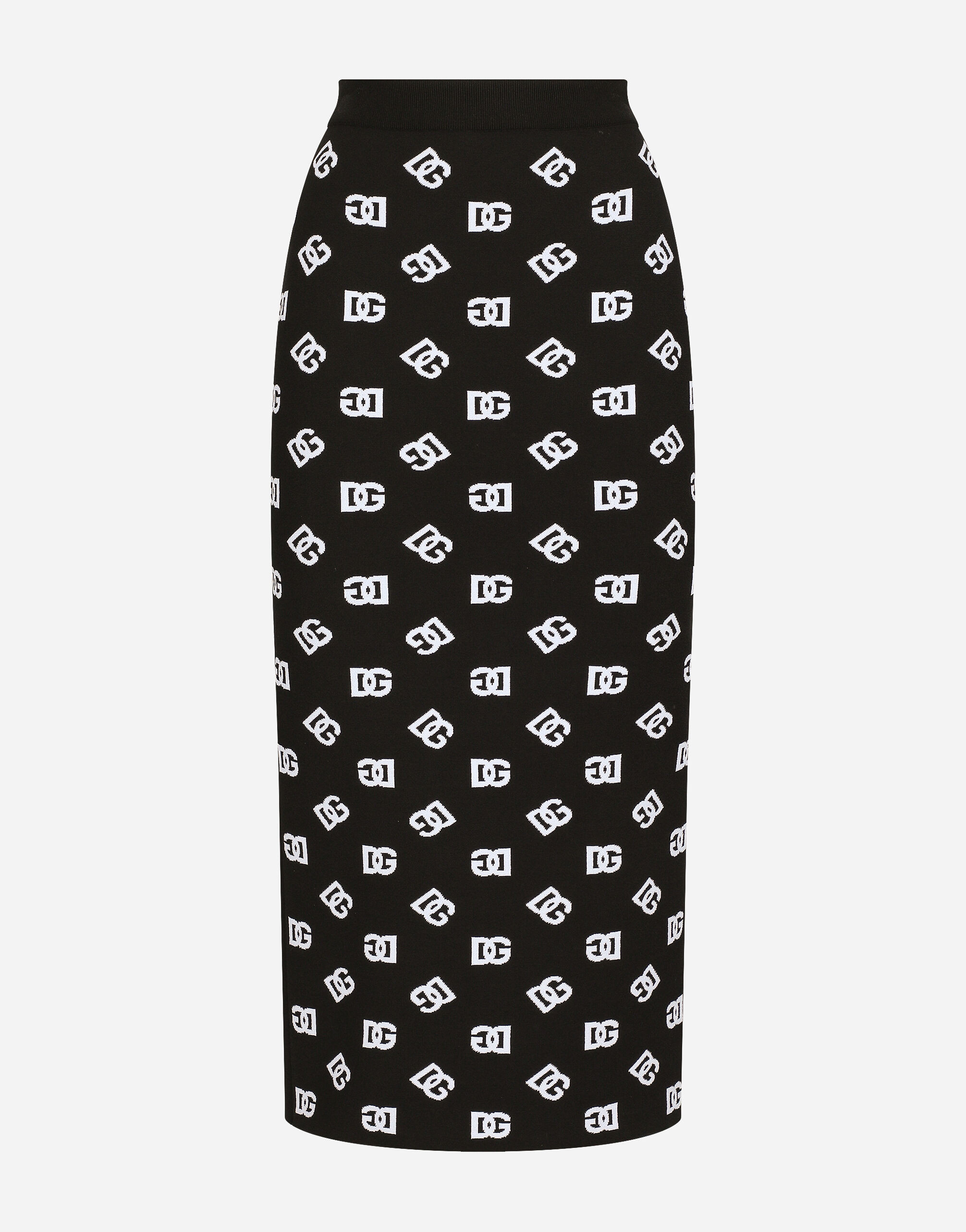 Dolce & Gabbana Viscose pencil skirt with jacquard DG logo Print F4CFETHS5NO