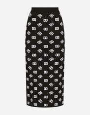 Dolce & Gabbana Viscose pencil skirt with jacquard DG logo Print F4CFETHS5Q1