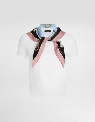 Dolce & Gabbana Jersey t-shirt with printed scarf White F8W31ZGDDPE