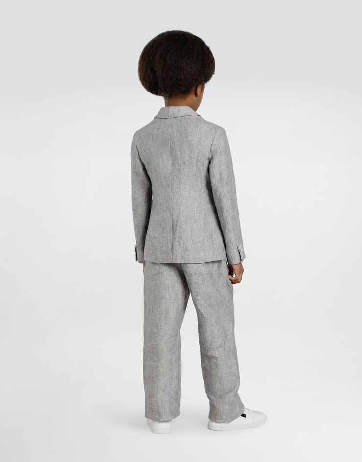 Dolce & Gabbana Pantaloni jogging in tela di lino delavé Grigio L44P89FU4MF