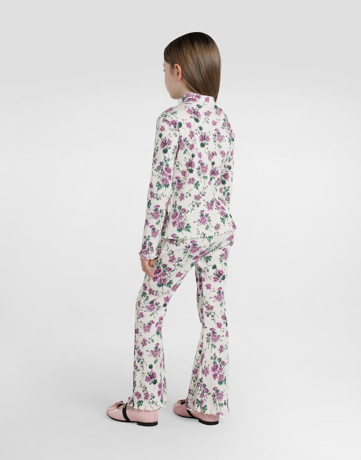 Dolce & Gabbana Pantaloni in jersey a costine stampa violette Stampa L5JPD8HS7QZ