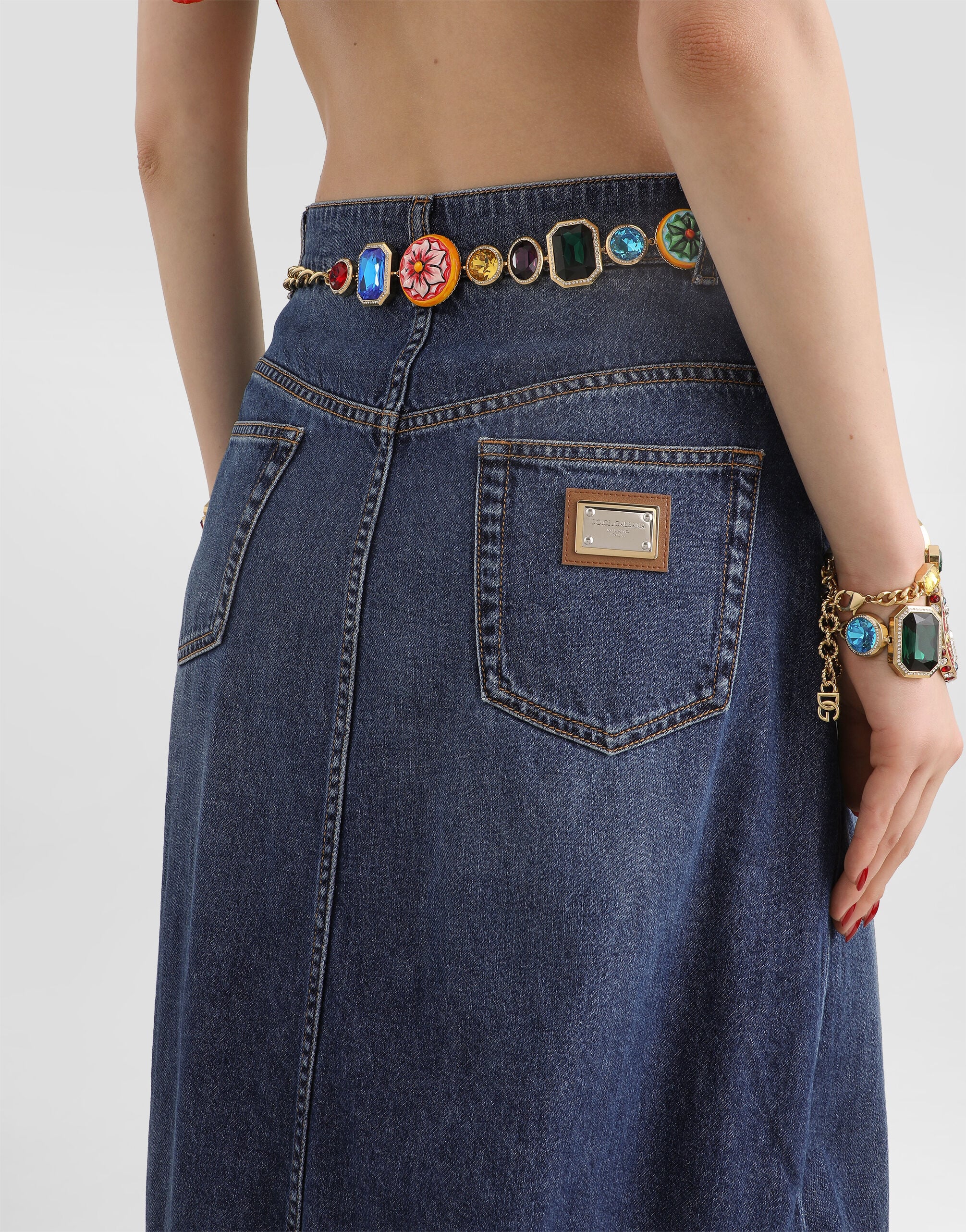 Long denim skirt  in Multicolor for Women | Dolce&Gabbana® US