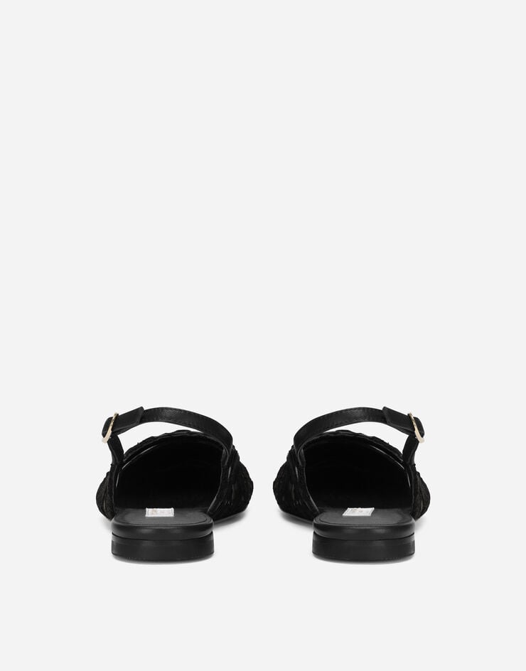 Dolce & Gabbana حذاء مكشوف من الخلف من دانتيل كوردونيتو بشعار DG أسود D11145AJ652