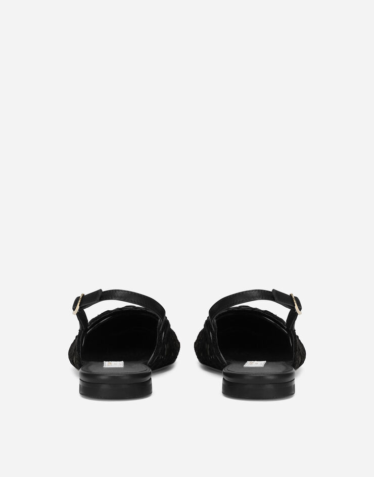 Dolce & Gabbana Zapato destalonado de encaje cordonetto con logotipo DG Negro D11145AJ652