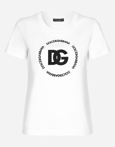 Dolce & Gabbana T-Shirt aus Jersey mit DG-Logo Schwarz FXE03TJBMQ3