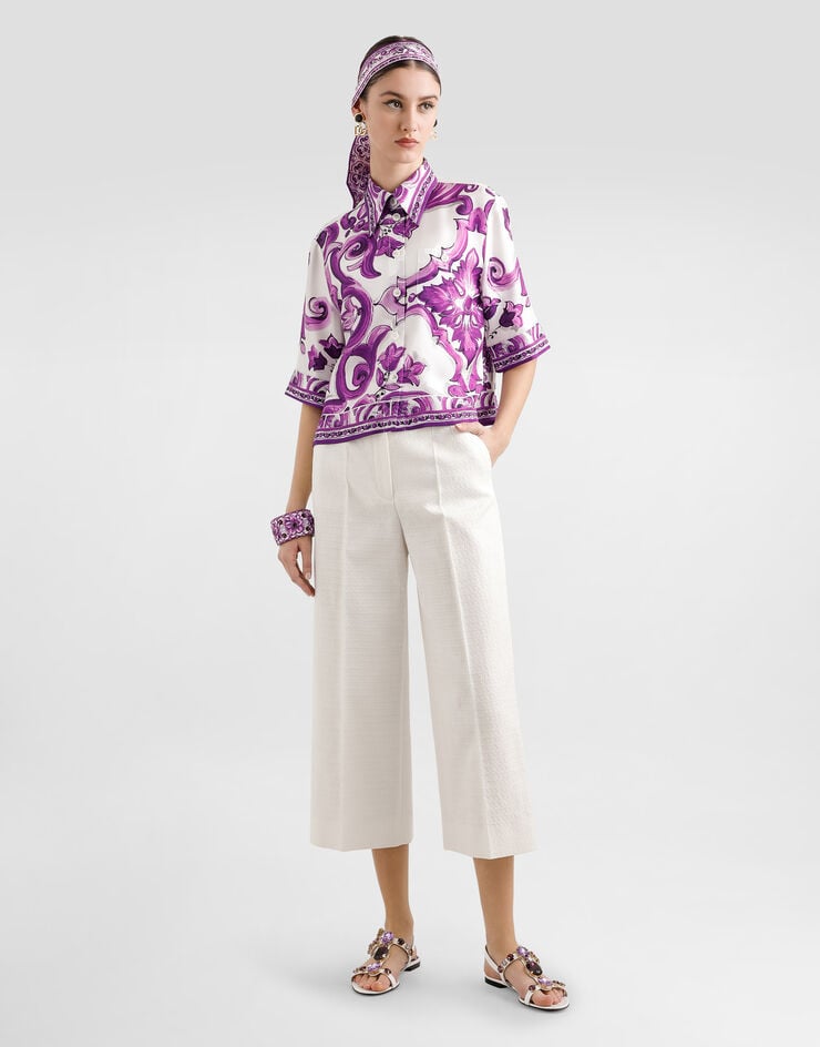 Dolce & Gabbana Majolica-print silk shirt Multicolor F5T50THI1TK