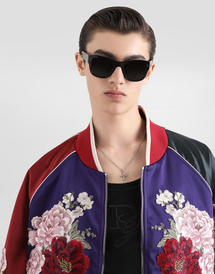 Dolce & Gabbana Blouson en satin à écusson Multicolore G9ZA9ZGJ063