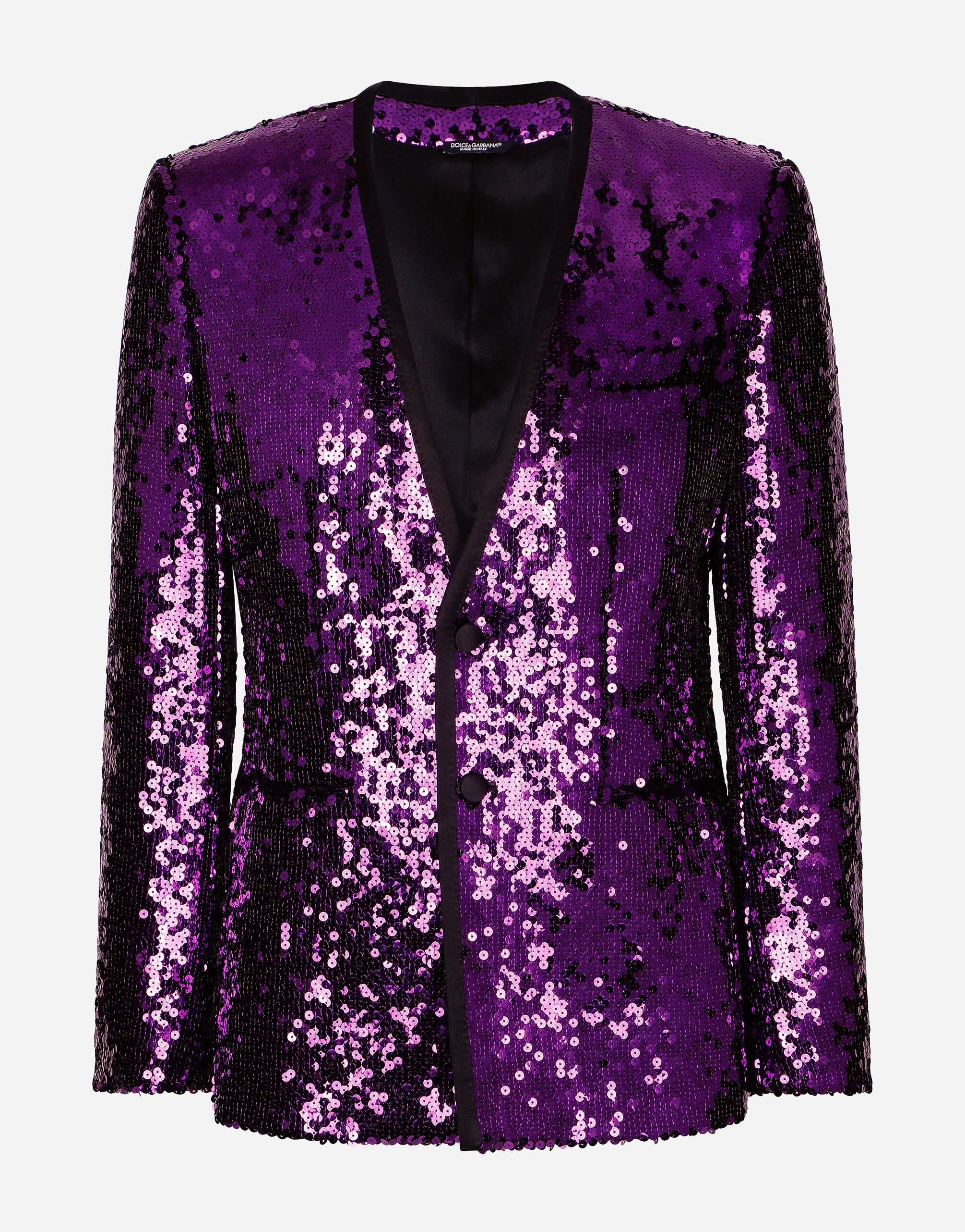 Dolce&Gabbana Sequined Sicilia-fit jacket with satin piping Multicolor G2NZ2ZGG696