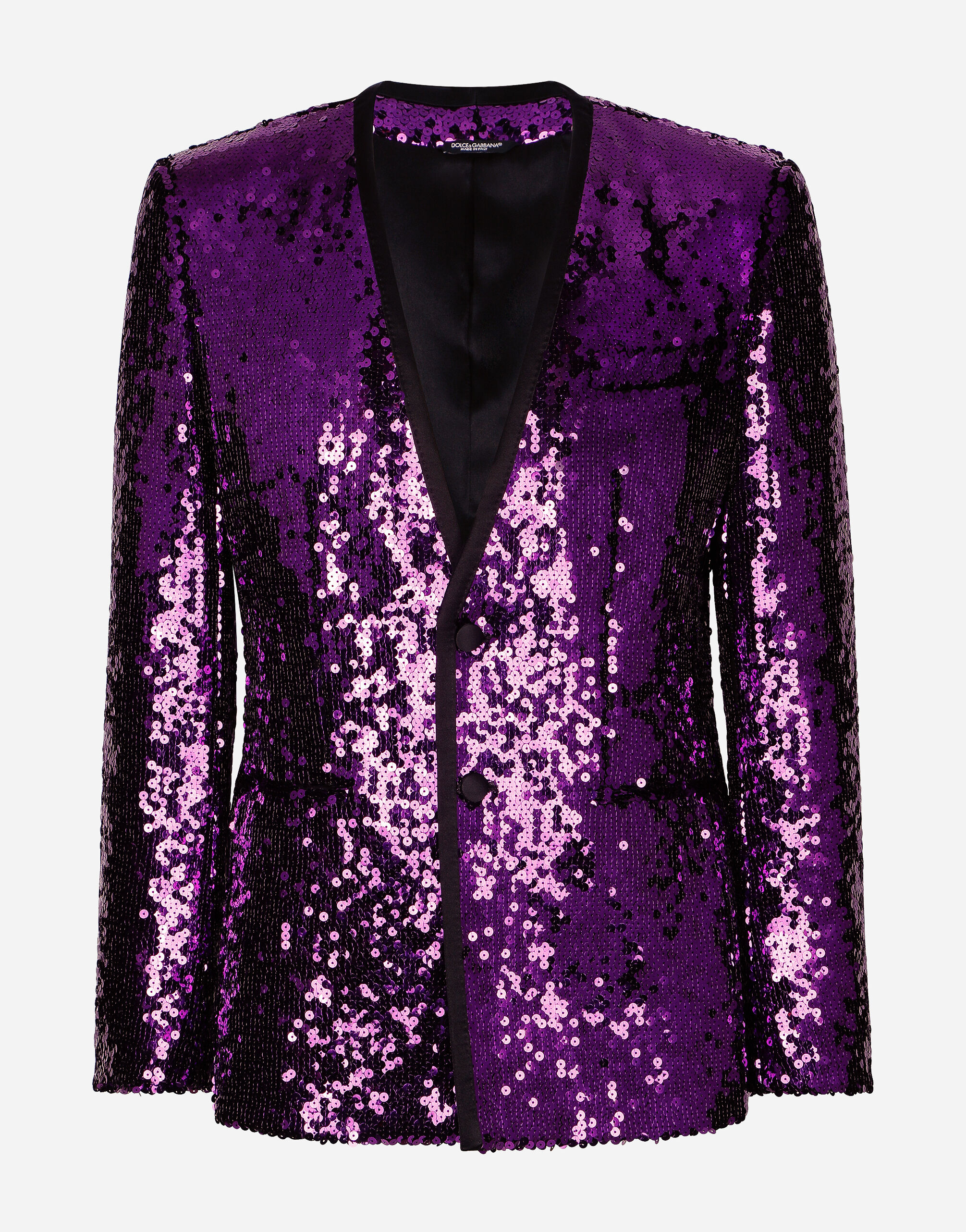 Dolce & Gabbana Sequined Sicilia-fit jacket with satin piping Fuchsia G2RQ2THJMO3