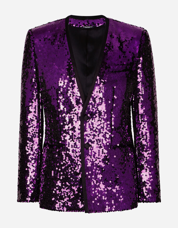 Dolce & Gabbana Sequined Sicilia-fit jacket with satin piping Multicolor G2RW2TFLSEP