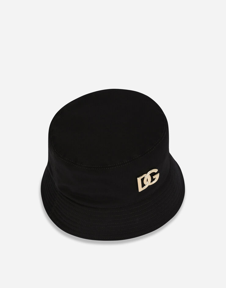 Dolce & Gabbana Cappello pescatore cotone stretch con patch Nero GH701AGF089
