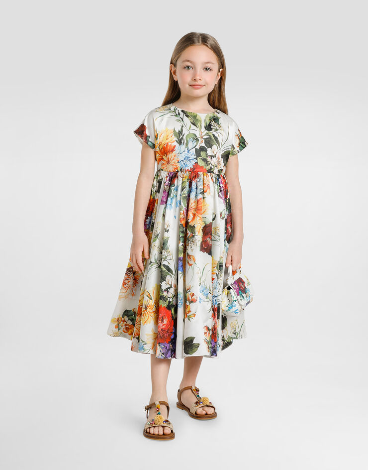 Dolce & Gabbana 花卉印花欧根纱短袖连衣裙 版画 L54DI6FSTBS