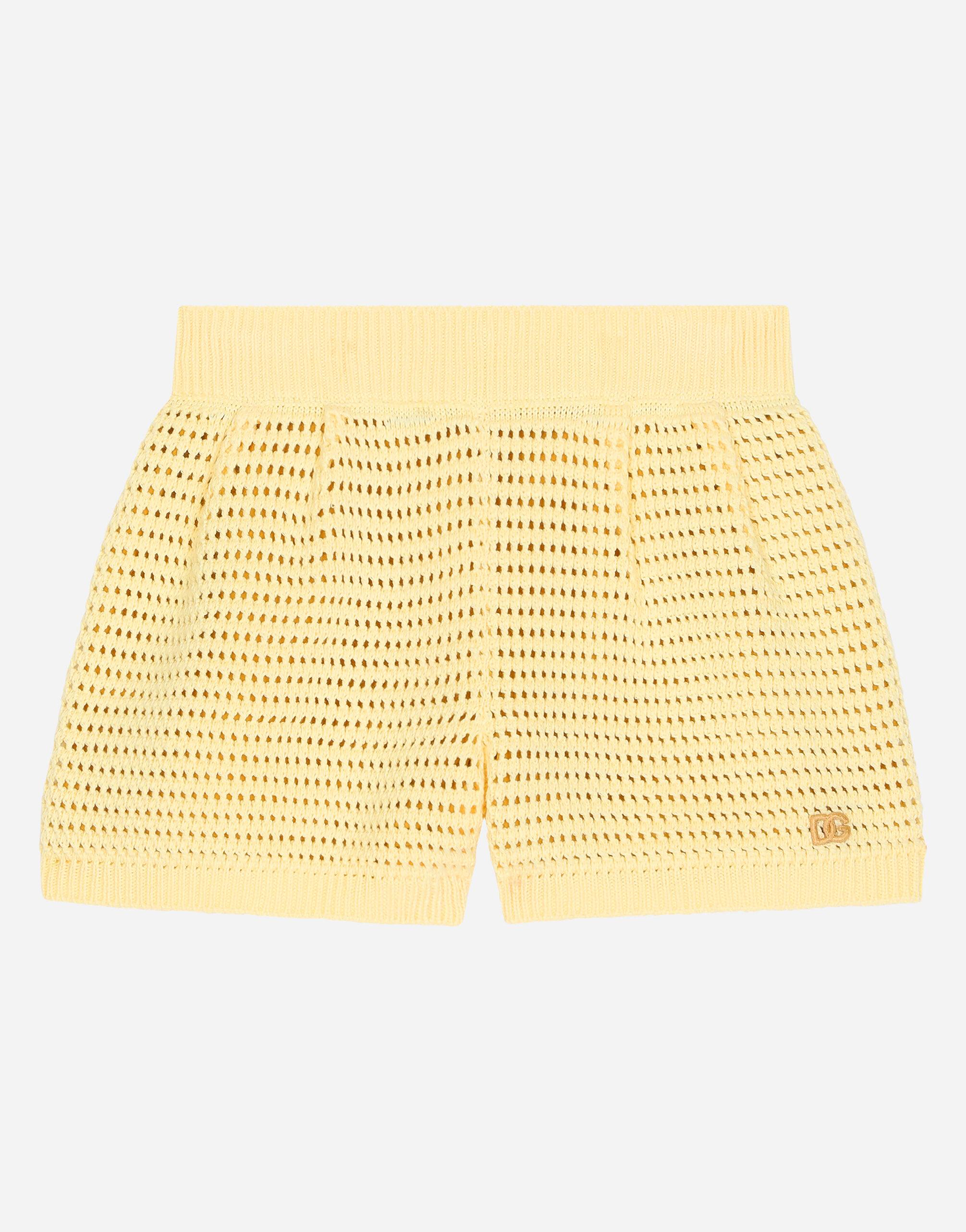 イエローのウィメンズ レースニット ショートパンツ | Dolce&Gabbana®