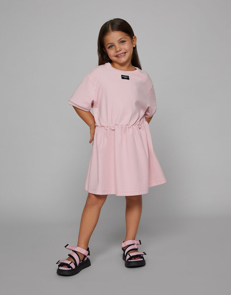 Dolce & Gabbana Miniabito in jersey con placca logata Rosa L5JD8OG7M4U
