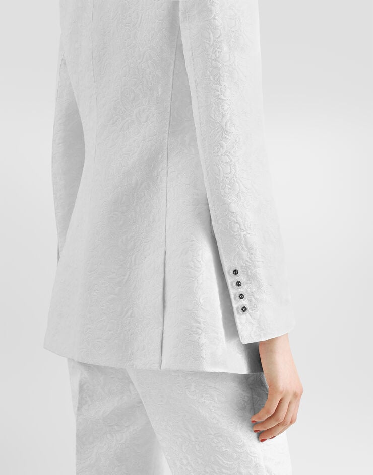 Dolce & Gabbana Veste Turlington en brocart à simple boutonnage White F29UCTHJMR4