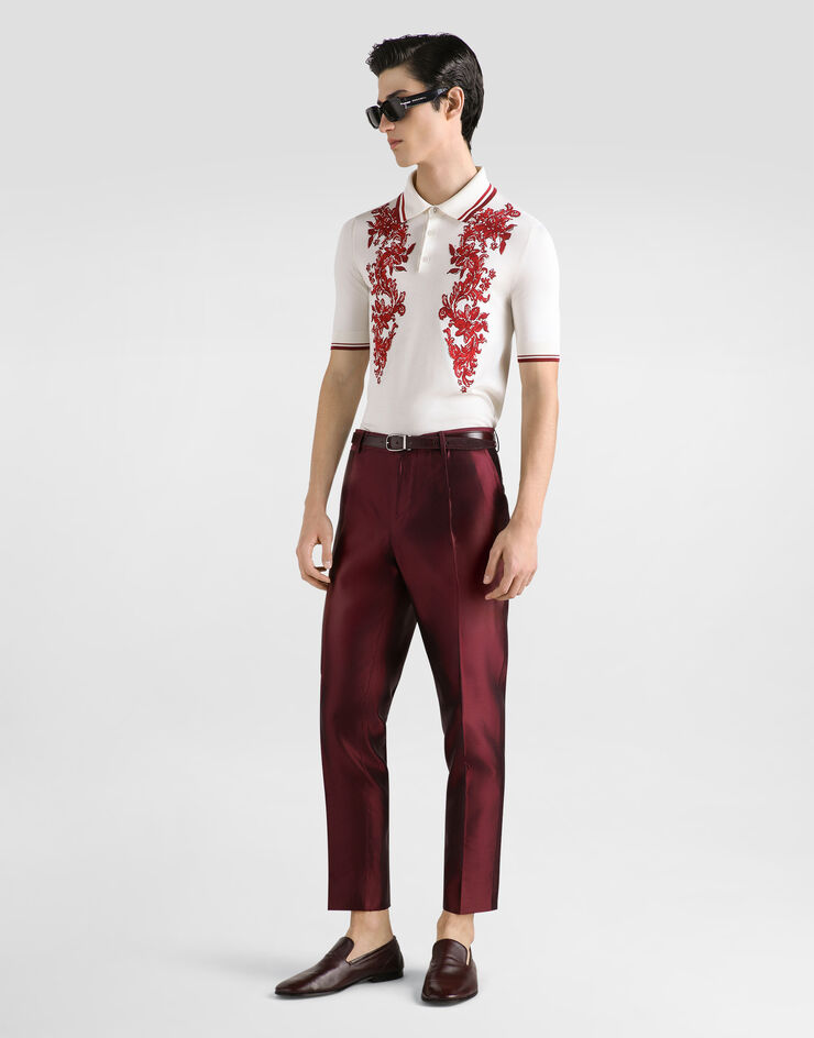Dolce & Gabbana Silk polo shirt with intarsia Dolce & Gabbana Silk polo shirt with intarsia Multicolor GXZ02TJBSPM