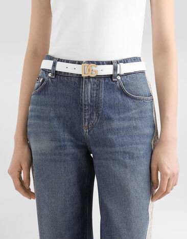 Dolce & Gabbana Calfskin belt with DG logo White BE1447AW576