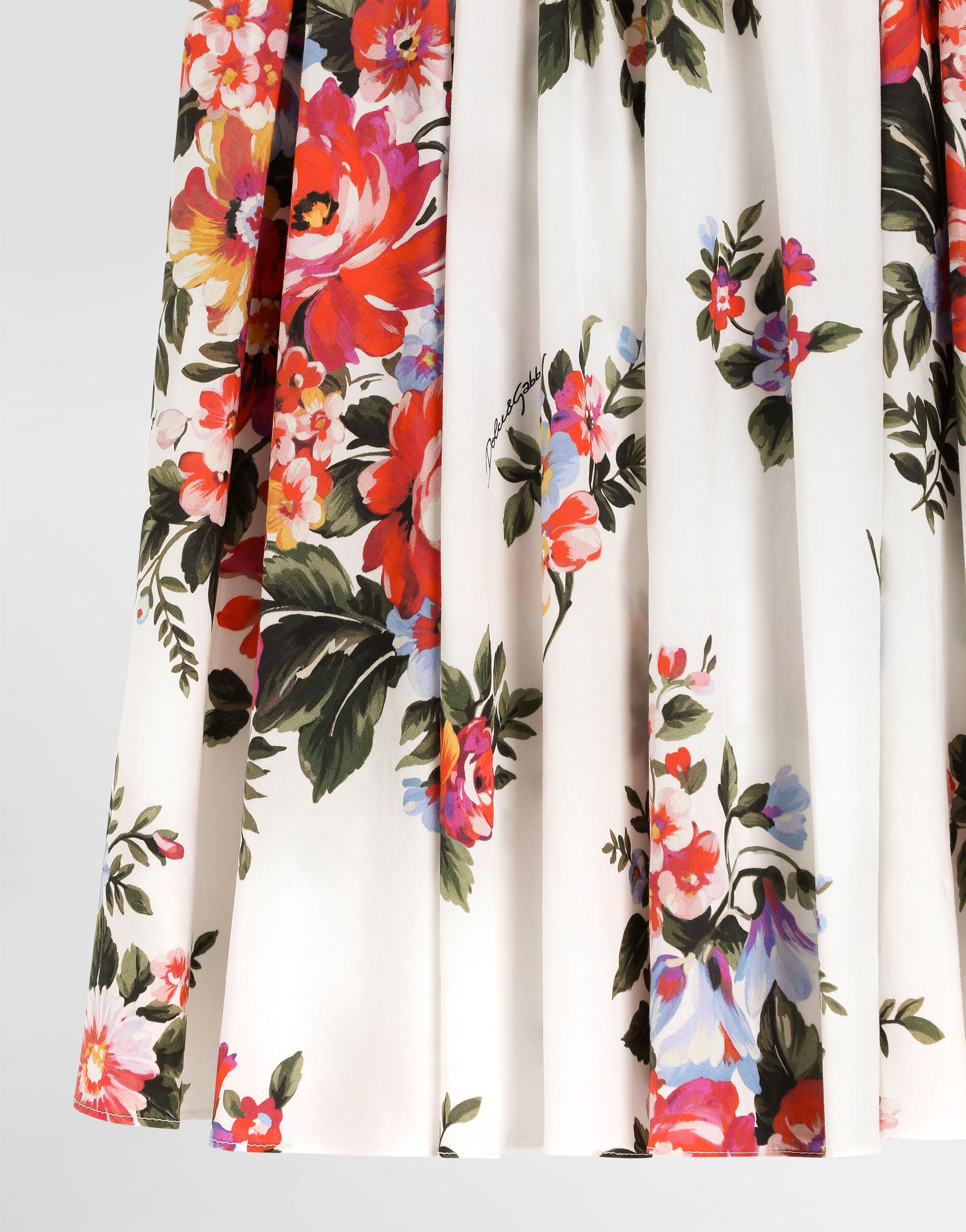 Flower bouquet-print poplin dress in Multicolor for Girls