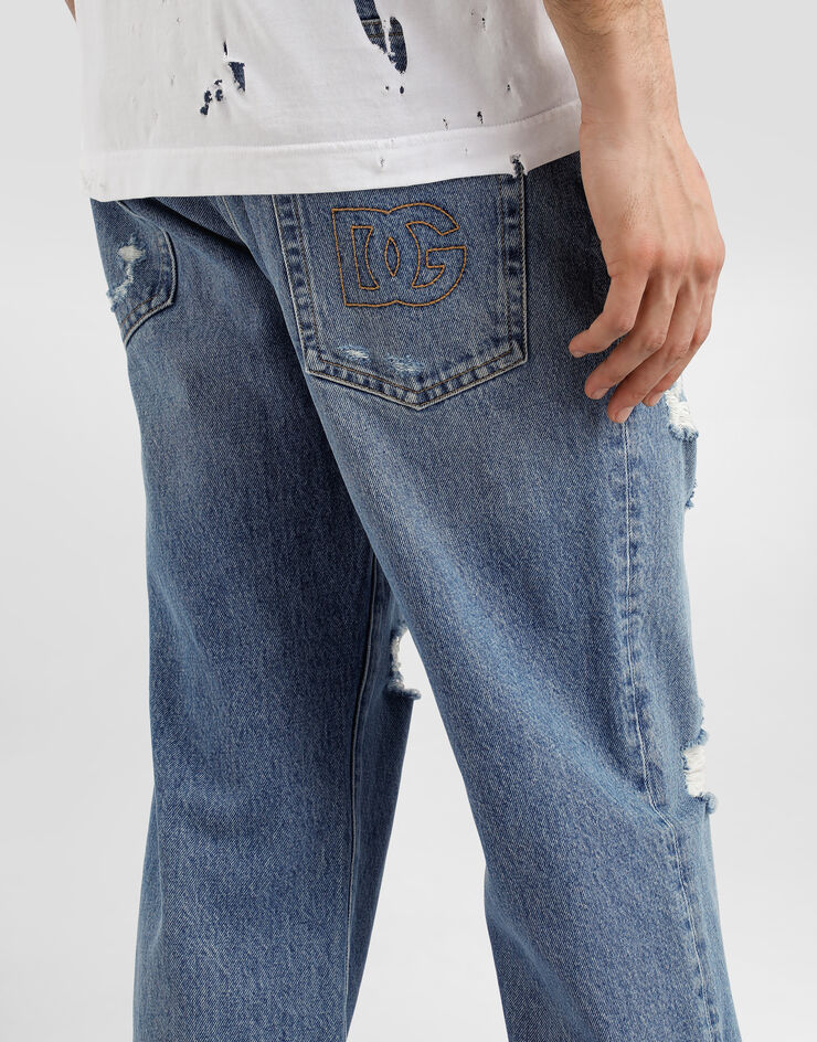 Dolce & Gabbana Vaqueros Classic de algodón con placa Multicolor GP02XZG8MX2