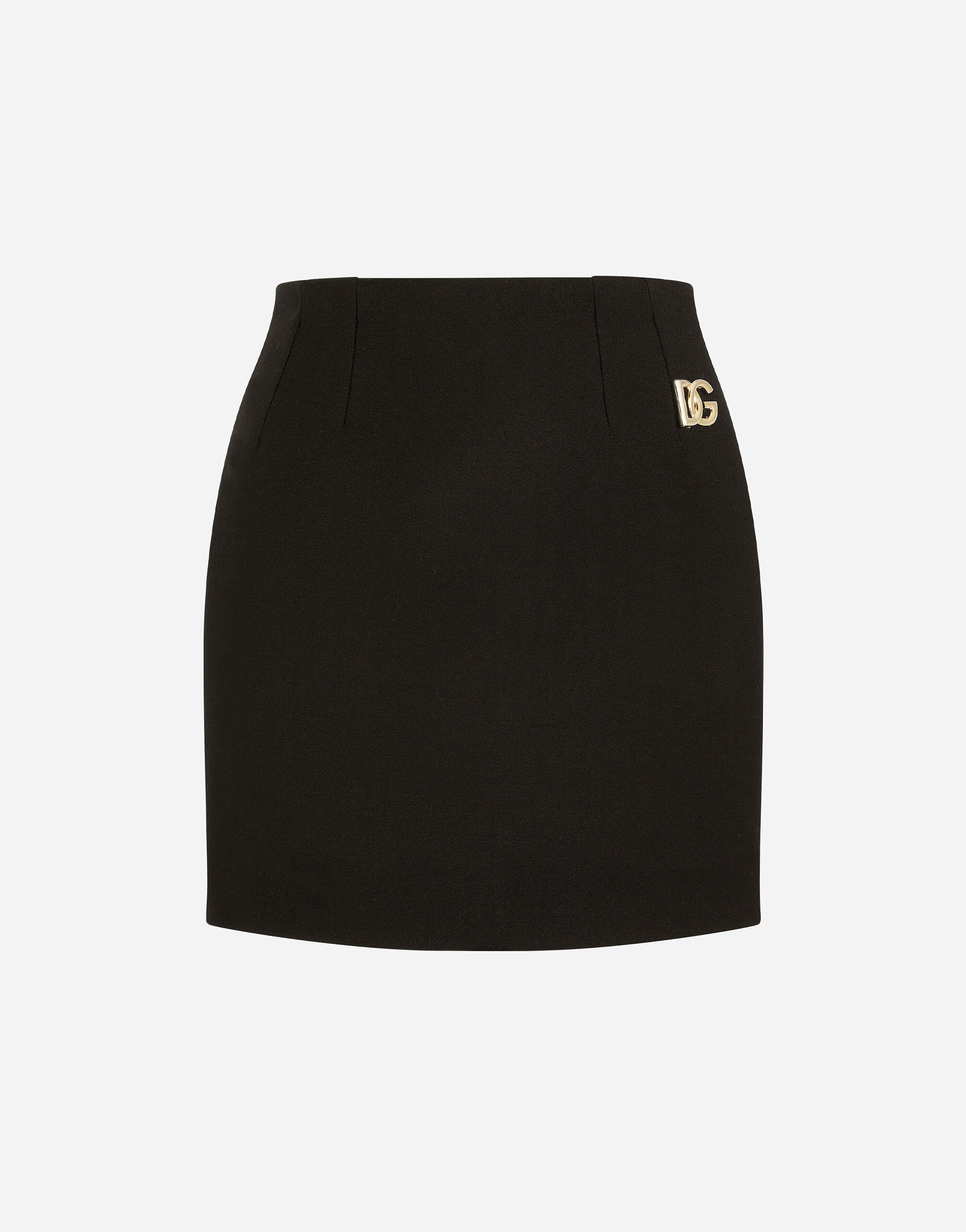 Dolce&Gabbana Double crepe miniskirt with DG embellishment Gold F4CRVTFURMT