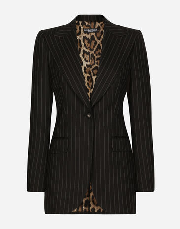 Dolce & Gabbana Veste droite Turlington en laine à rayures tennis Imprimé F0AH2THI1BD