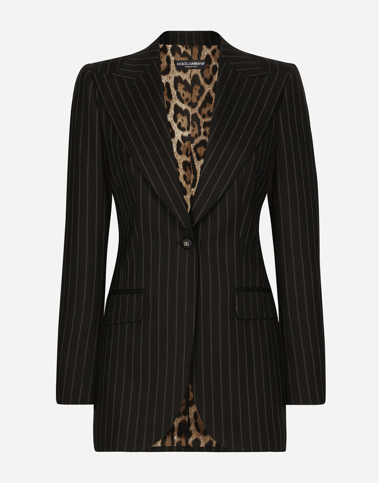 Dolce & Gabbana ターリントンジャケット シングルブレスト ウール チョークストライプ マルチカラー F29QGTFRBDB