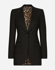 Dolce & Gabbana Single-breasted pinstripe wool Turlington jacket Black F0E1PTFUBCI