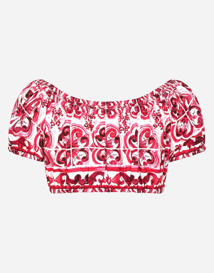 Dolce&Gabbana Majolica-print poplin crop top Multicolor F755RTHH5BA