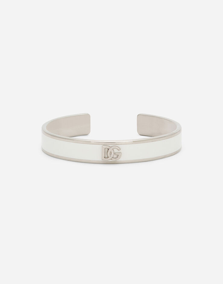 Dolce&Gabbana Armreif aus Emaille mit DG-Logo Weiss WBP6L5W1111