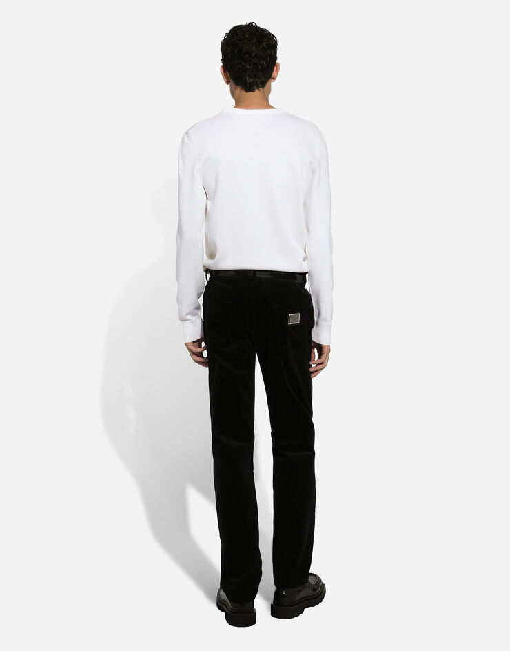 Dolce & Gabbana Jersey de cuello redondo de lana con logotipo DG Blanco GXX01TJCVYO