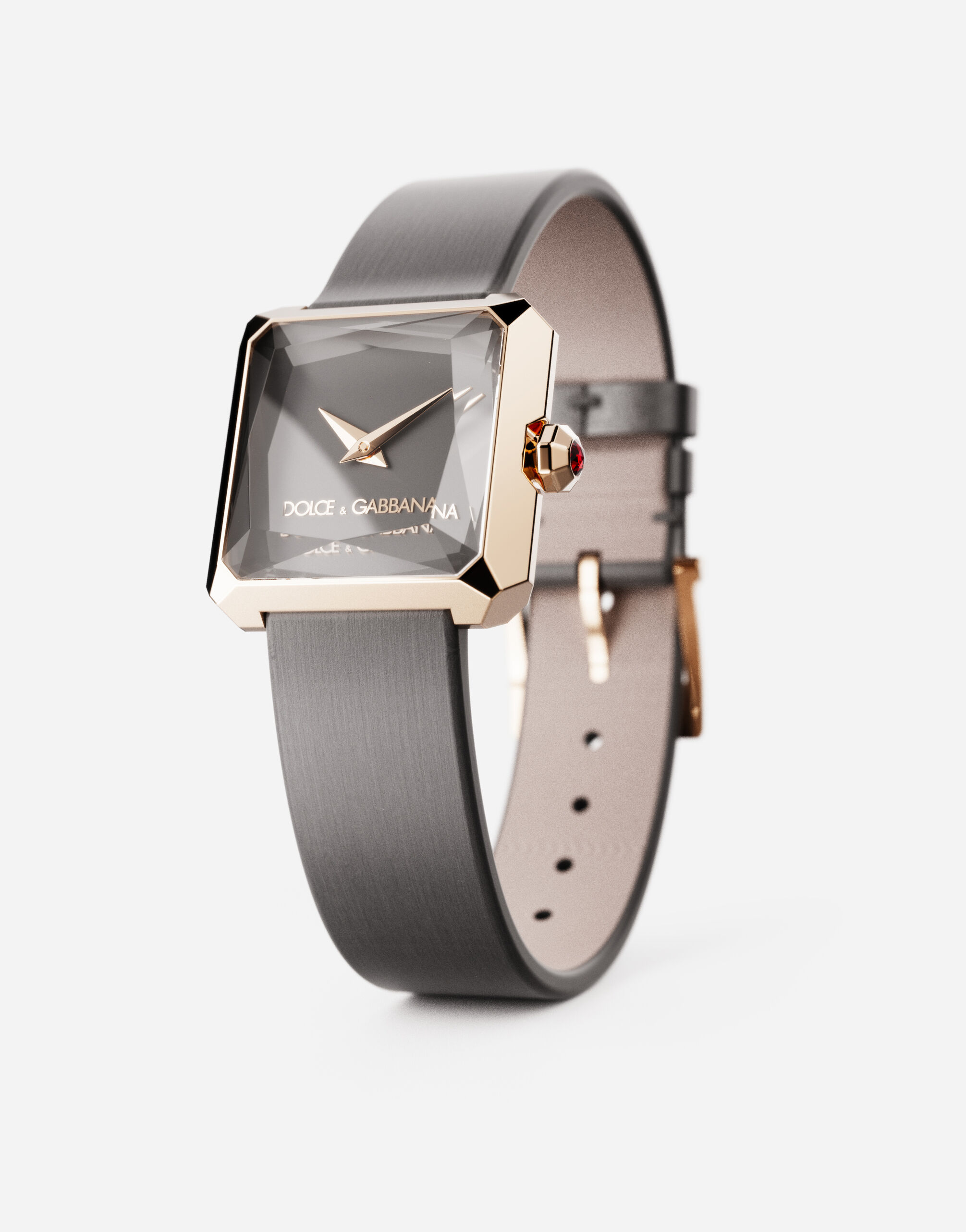 Gold watch with silk strap in Grey for Women Dolce Gabbana