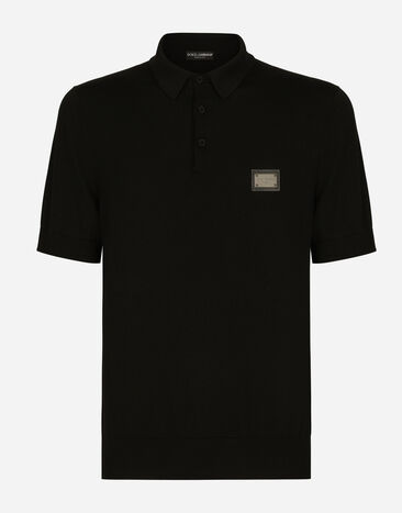 Dolce & Gabbana قميص بولو صوف ببطاقة موسومة أسود G2PS2THJMOW