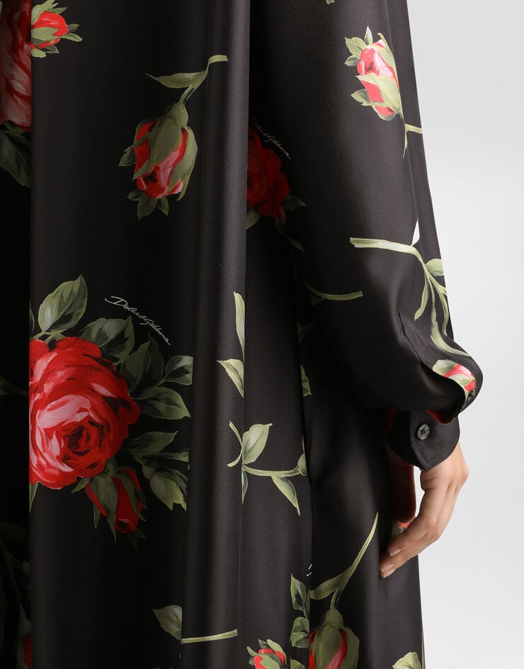 Dolce & Gabbana Rose bouquet-print long twill dress Multicolor F6TYQTIS11G
