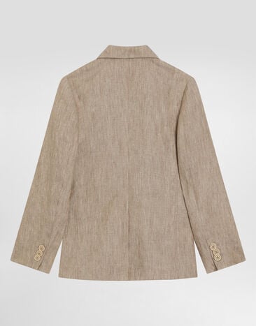 Dolce & Gabbana Single-breasted twill jacket with patch Beige L41E97FU4L0