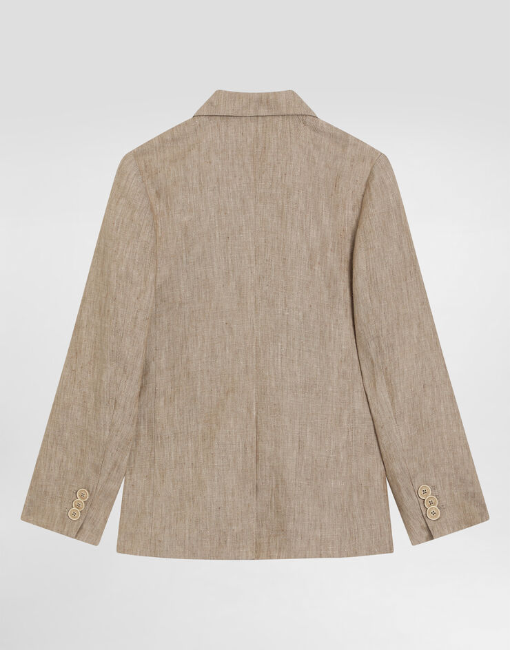 Dolce & Gabbana Single-breasted twill jacket with patch Beige L41E97FU4L0