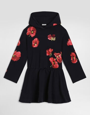 Dolce & Gabbana Poppy-print fleece dress Blue L5JDBDG7P7K