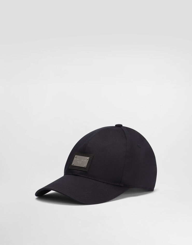 Dolce & Gabbana Basecap aus Baumwolle mit Logoplakette Blau GH590AGF421