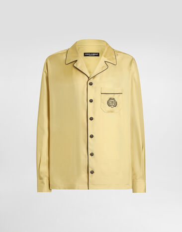 Dolce & Gabbana Silk twill vanity shirt Yellow G5IF1ZFU10S