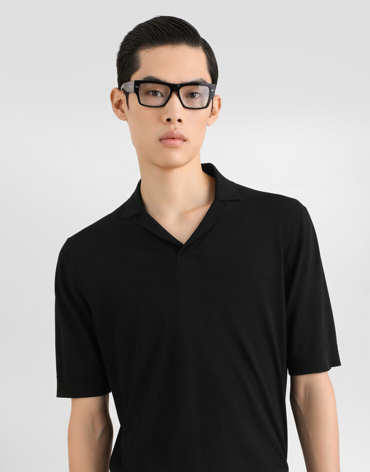 Dolce & Gabbana Silk knit polo shirt Black GXZBTZJBSPK