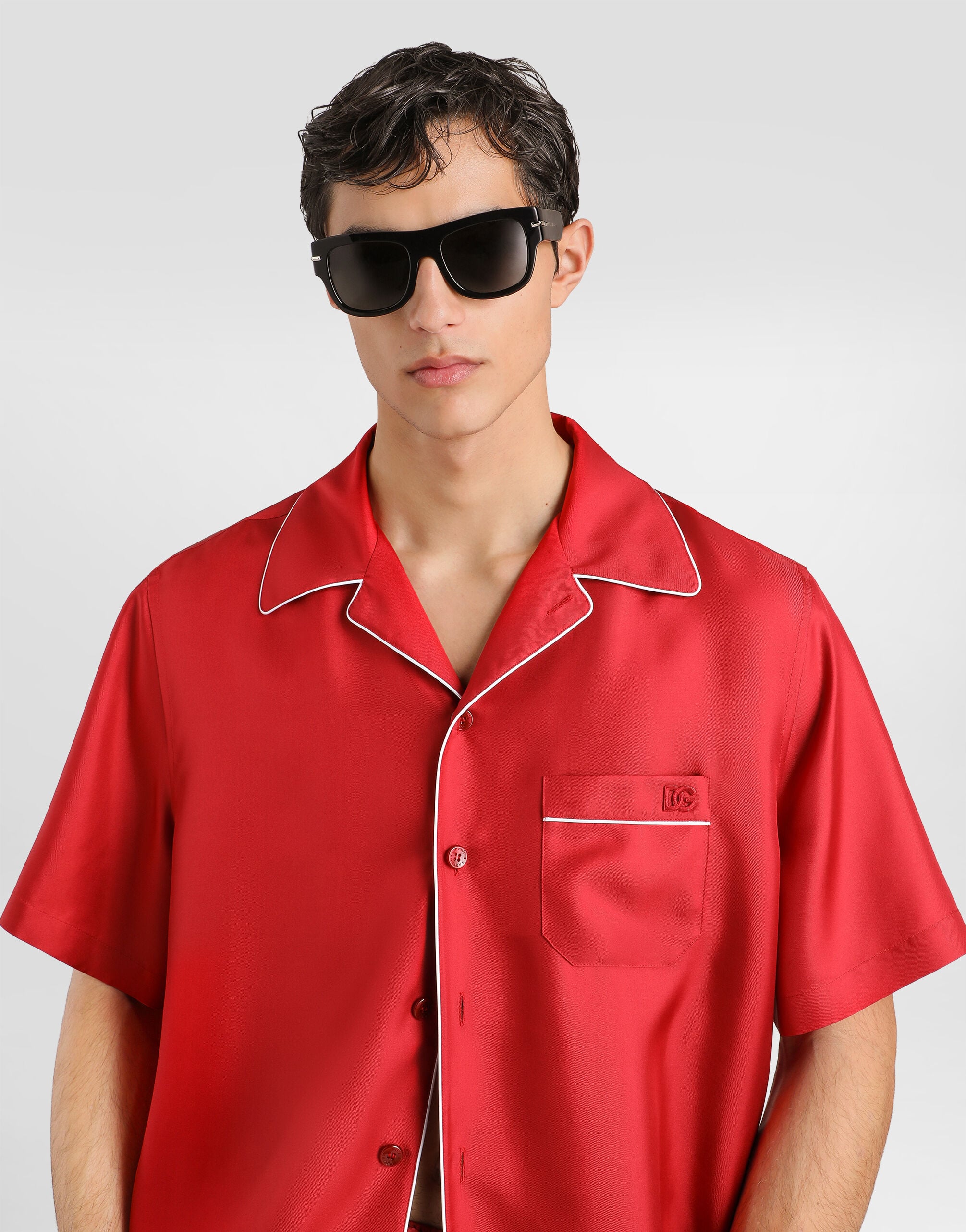Hawaii silk twill shirt in Red for Men | Dolce&Gabbana® US