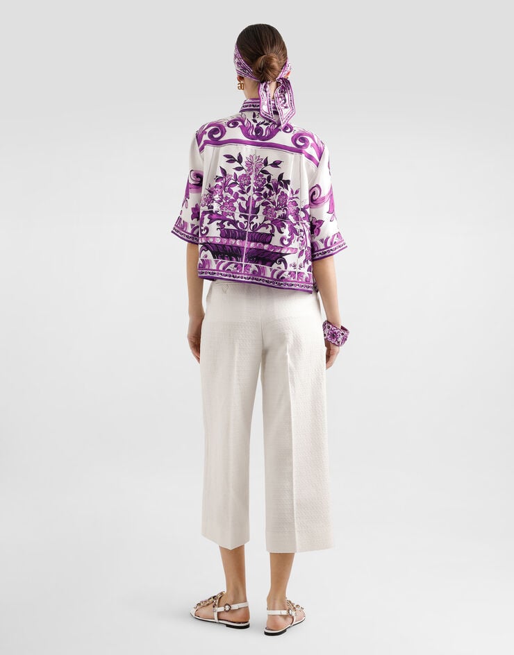 Dolce & Gabbana Majolica-print silk shirt Multicolor F5T50THI1TK