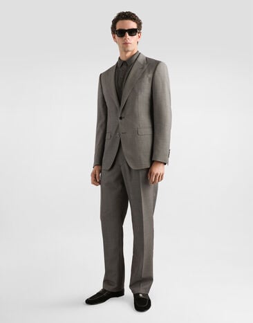 Dolce & Gabbana Single-breasted jacket in bird's eye wool Multicolor G2NW0TFM2HM