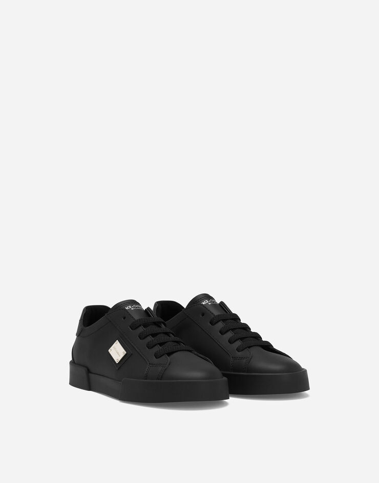 Dolce & Gabbana Zapatilla Portofino Vintage en piel de becerro Negro DA5183A3444