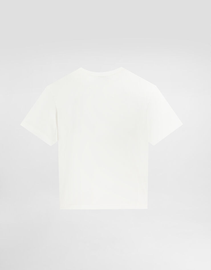 Dolce & Gabbana 로고 태그 패치 저지 티셔츠 화이트 L4JTHVG7O0T