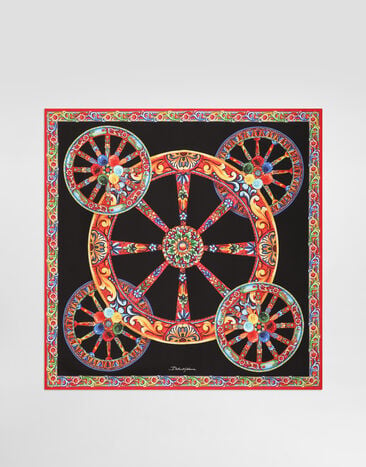 Dolce & Gabbana Foulard 70x70 aus Seidentwill mit Carretto-Print Multicolor FN092RGDDU4