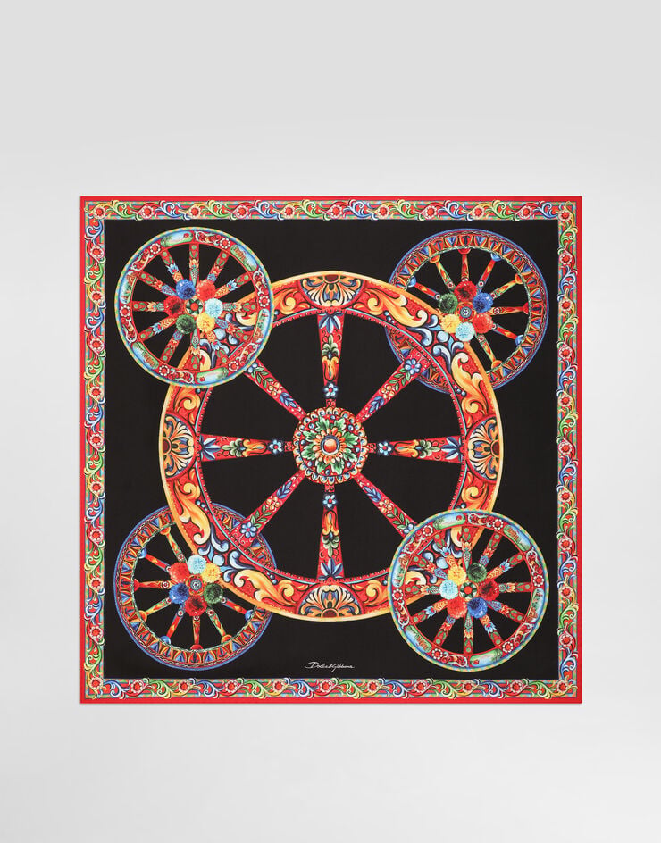 Dolce & Gabbana Foulard 70x70 aus Seidentwill mit Carretto-Print Multicolor FN092RGDDU4